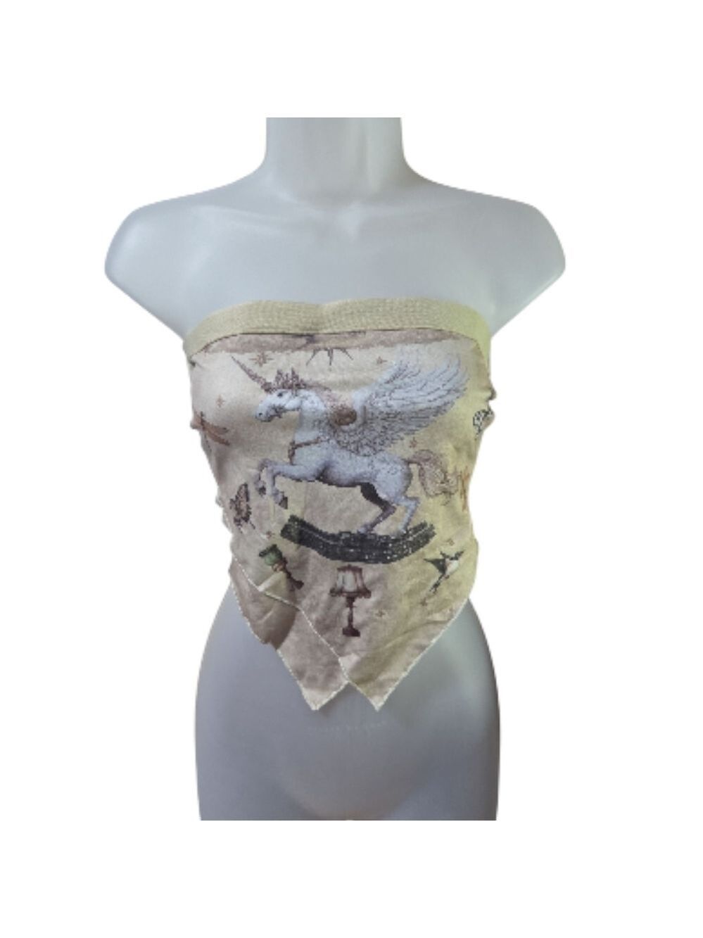 SHEIN Cream Pegasus Graphic Scarf Top Medium